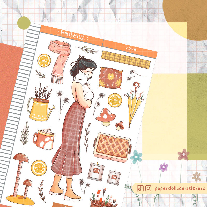 White Cat | Autumn Purrfection | Collection Stickers | C278