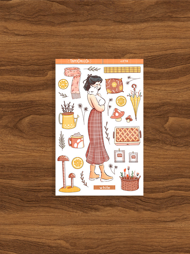 White Cat | Autumn Purrfection | Collection Stickers | C278