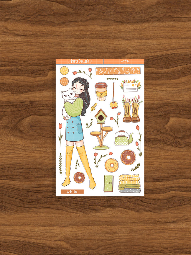 White Cat | Autumn Purrfection | Collection Stickers | C279