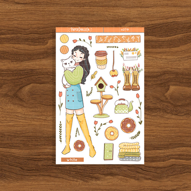 White Cat | Autumn Purrfection | Collection Stickers | C279