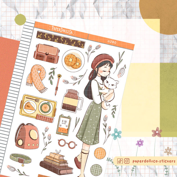 White Cat | Autumn Purrfection | Collection Stickers | C280