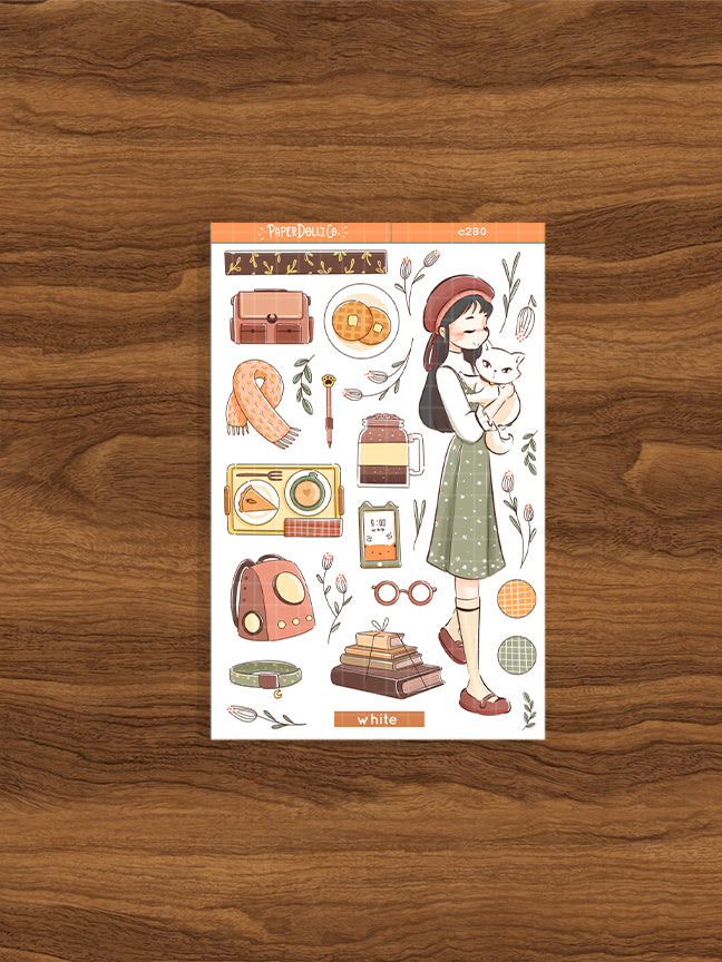 White Cat | Autumn Purrfection | Collection Stickers | C280