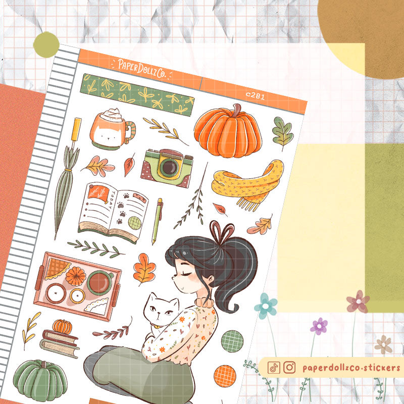 White Cat | Autumn Purrfection | Collection Stickers | C281