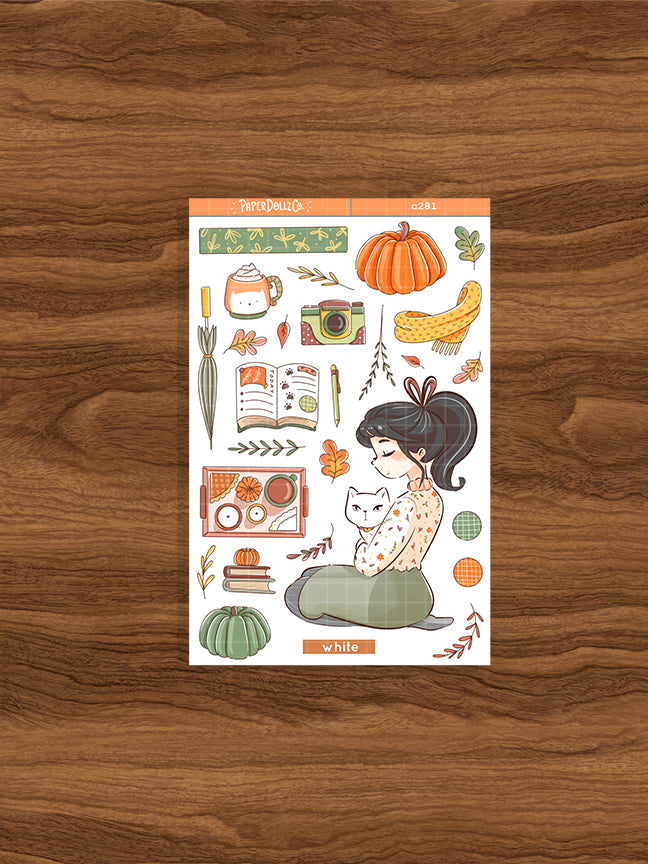 White Cat | Autumn Purrfection | Collection Stickers | C281