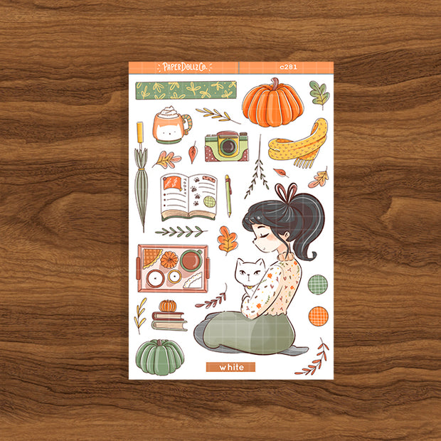 White Cat | Autumn Purrfection | Collection Stickers | C281