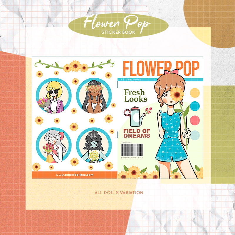 Flower Pop I PaperDollzCo Planner I Sticker Book | CB006a