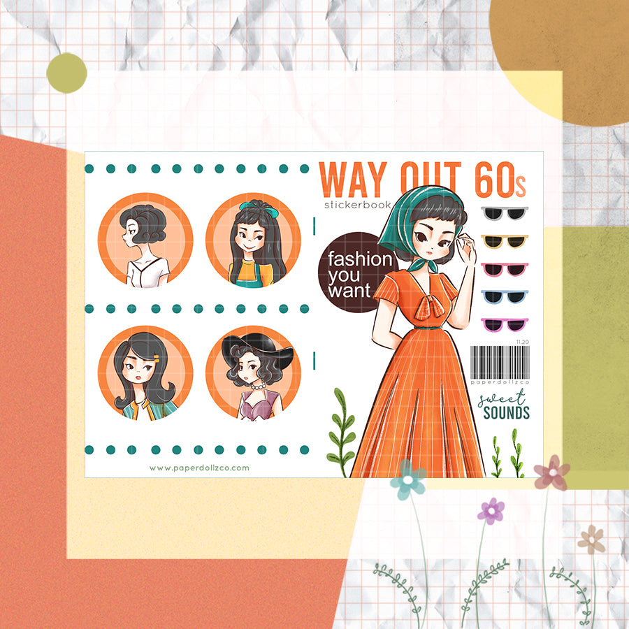 Way Out 60s I PaperDollzCo I Sticker Book | CB016