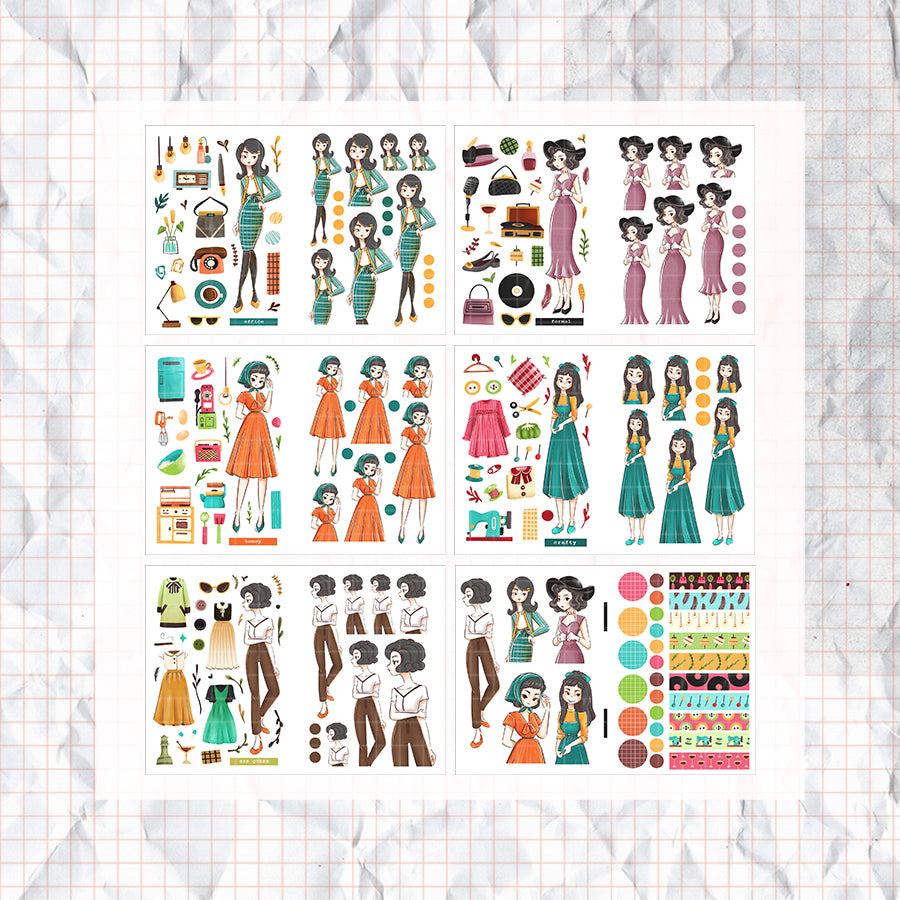 Way out 60s I PaperDollzCo Planner I Sticker Book | CB016