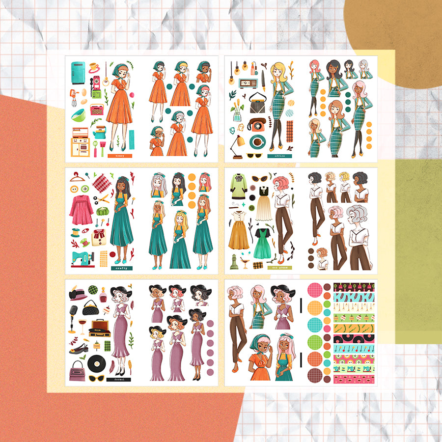 Way out 60s I PaperDollzCo Planner I Sticker Book | CB016