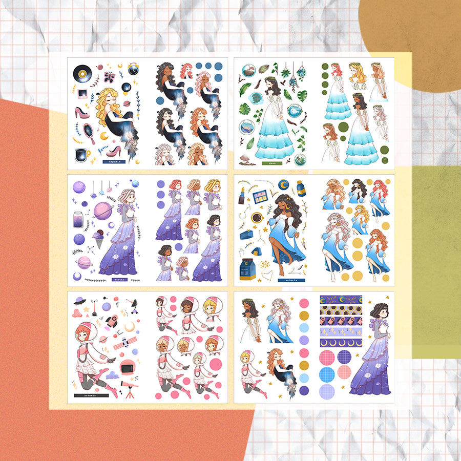 Space Goddesses | Paperdollzco | Sticker Book | CB017