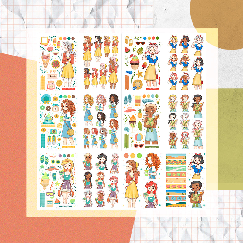 Summer Princess | PaperDollzCo Planner | Sticker Book | CB032