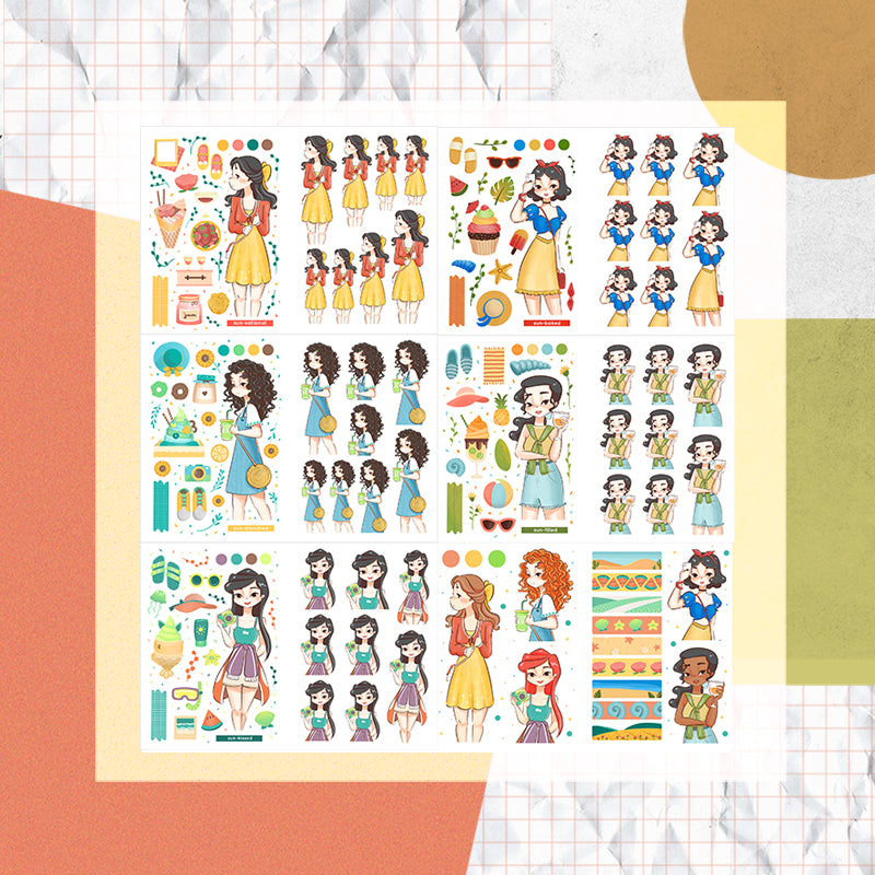 Summer Princess | PaperDollzCo Planner | Sticker Book | CB032