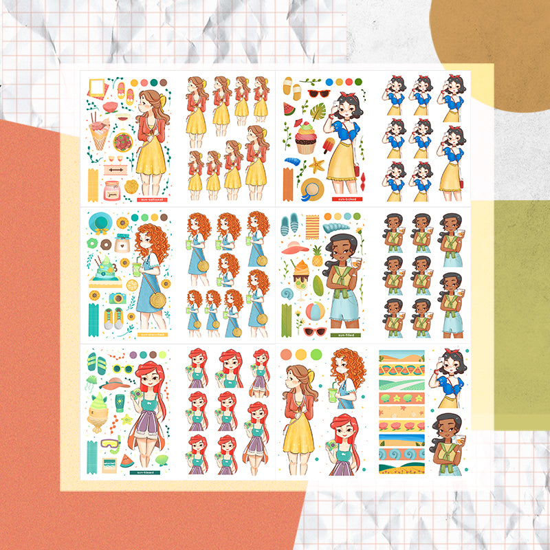 Summer Princess | PaperDollzCo Planner | Sticker Book | CB032