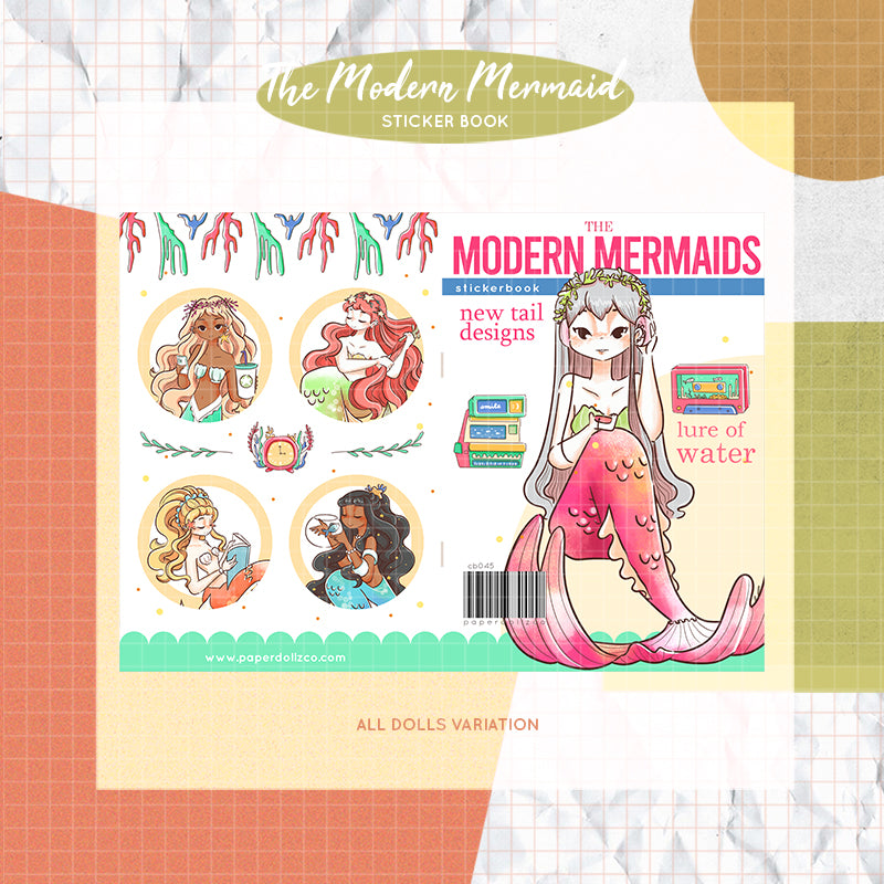 The Modern Mermaids | PaperDollzCo | Sticker Book | CB045