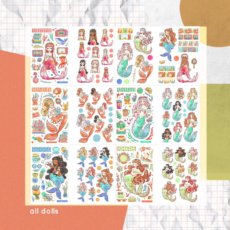 The Modern Mermaids | PaperDollzCo | Sticker Book | CB045