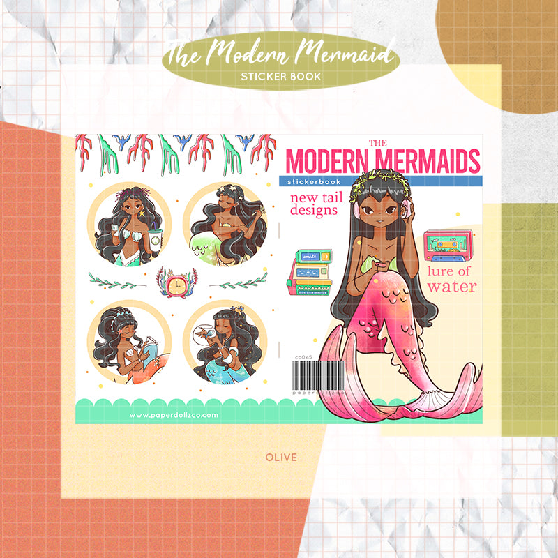 The Modern Mermaids | PaperDollzCo | Sticker Book | CB045