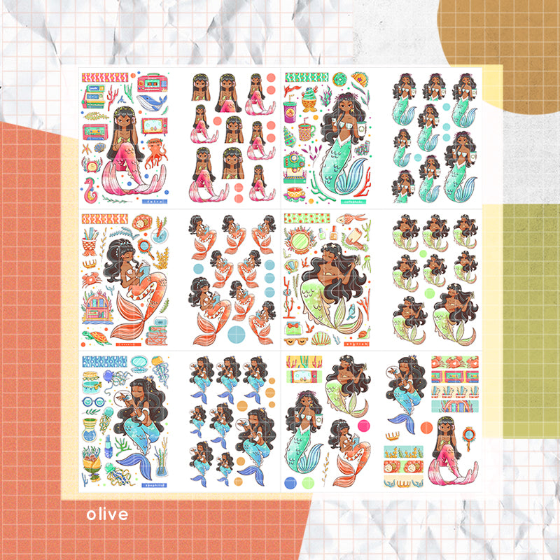 The Modern Mermaids | PaperDollzCo | Sticker Book | CB045