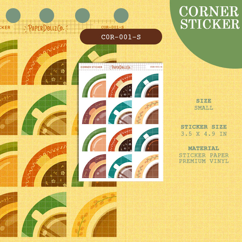 PaperDollzCo | Small Corner Stickers | cor-001-S