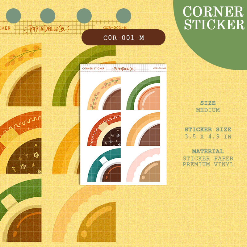 PaperDollzCo | Medium Corner Stickers | cor-001-M