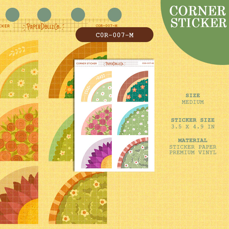 PaperDollzCo | Medium Corner Stickers | cor-007-M