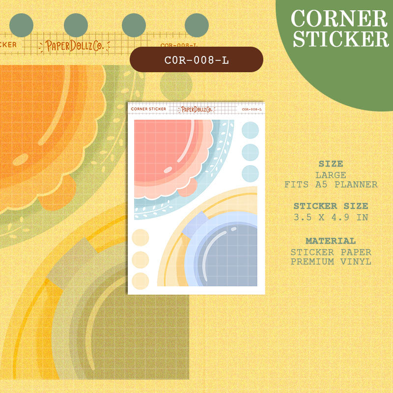 PaperDollzCo | Large Corner Stickers | cor-008-L