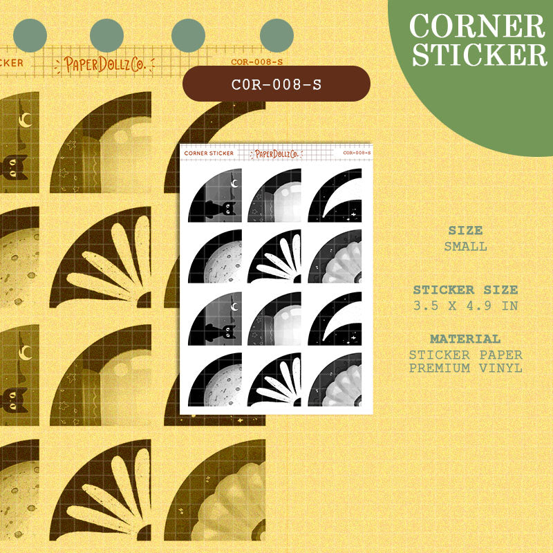 PaperDollzCo | Small Corner Stickers | cor-008-S