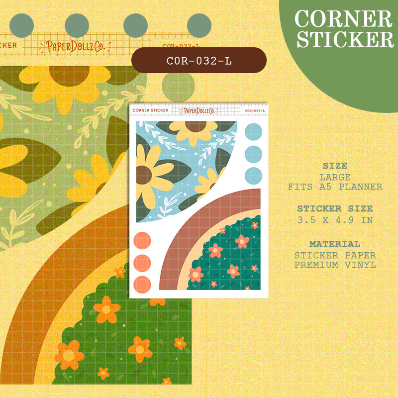 PaperDollzCo | Large Corner Stickers | cor-032-L
