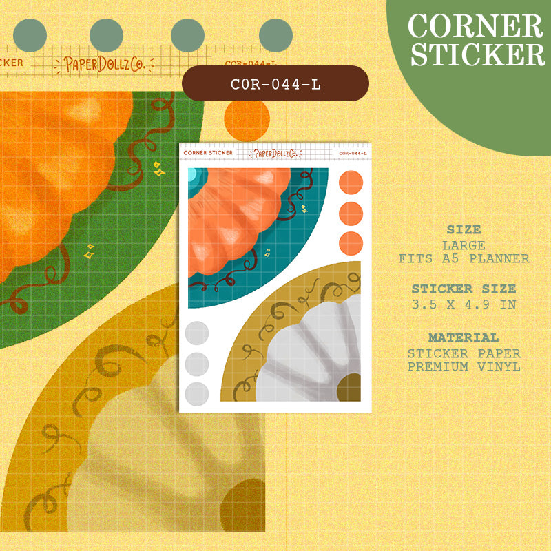 PaperDollzCo | Large Corner Stickers | cor-044-L