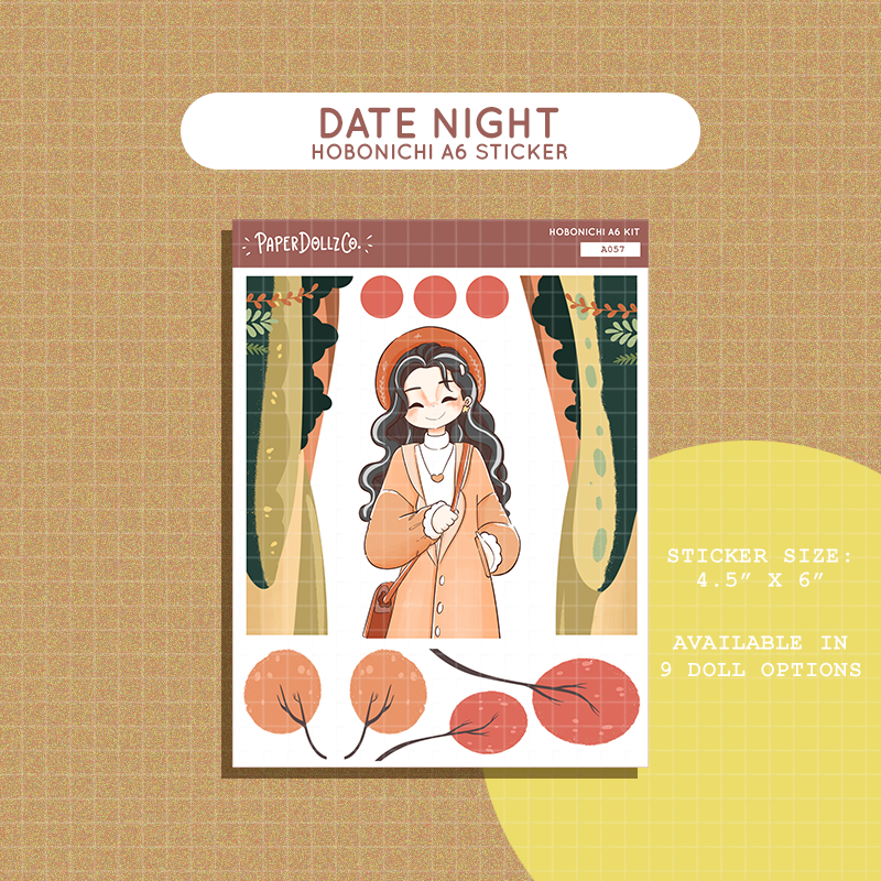 Date Night | Fabulous Fall | Hobonichi A6 Daily Sticker Kit - a057