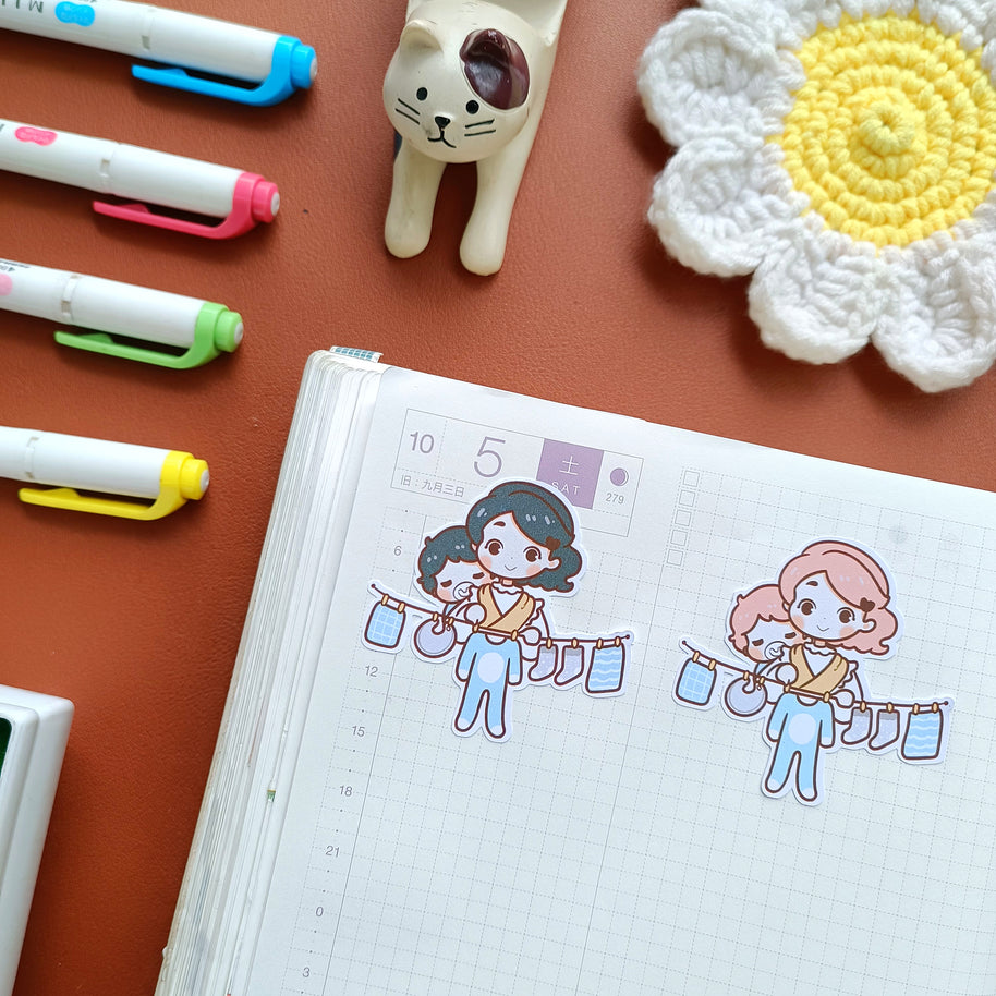 Laundry with baby | Dear Mama | PaperdollzCo | dm006b | dm006g