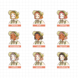 Beryl | Victorian Muses | Hobonichi A6 Daily Sticker Kit - a094