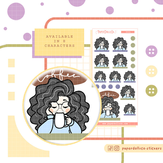 Coffee | PaperDollzCo | Activity Stickers | f051