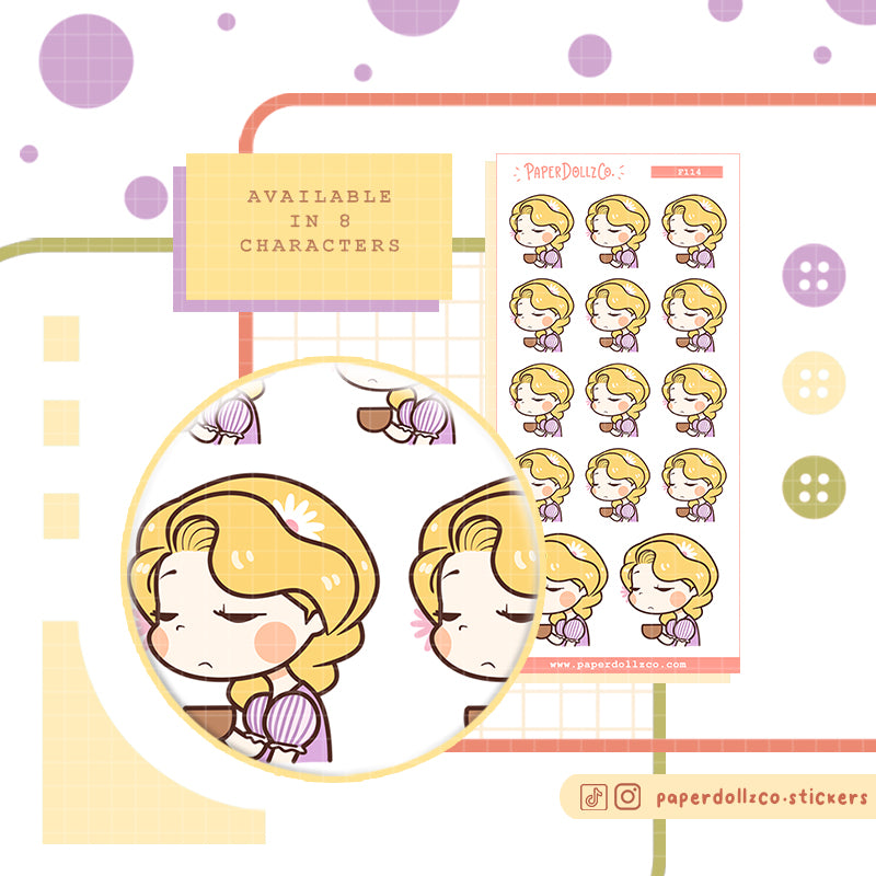 Exhausted Princess | Feelings | Activity Stickers | f114