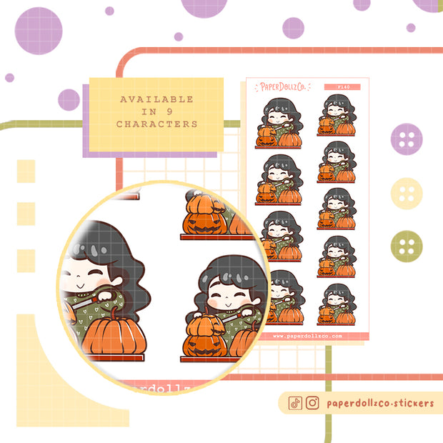 Carve Halloween Pumpkin | PaperDollzCo | Activity Stickers | f140