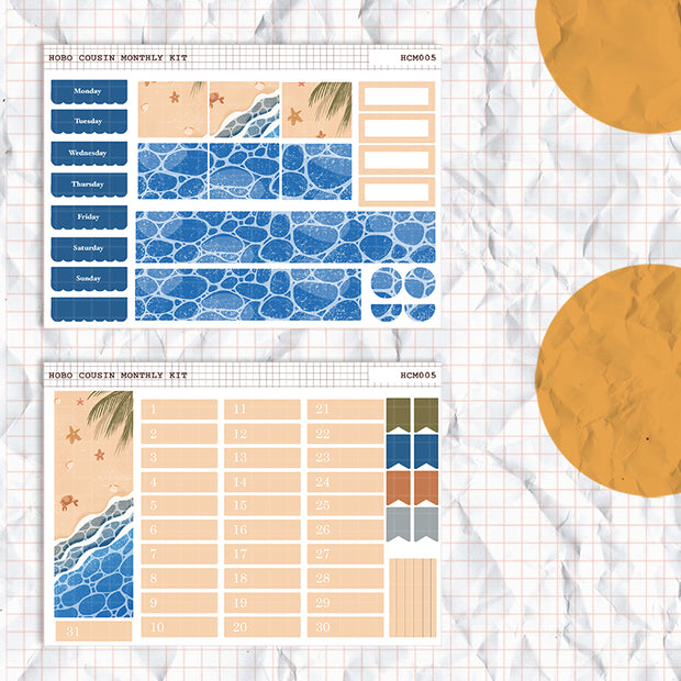 Beach | Hobonichi Cousin Monthly Stickers ( set of 2 ) | hcm005
