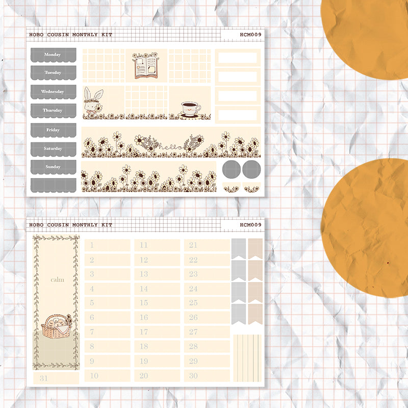Minimalist | Hobonichi Cousin Monthly Stickers ( set of 2 ) | Hcm009