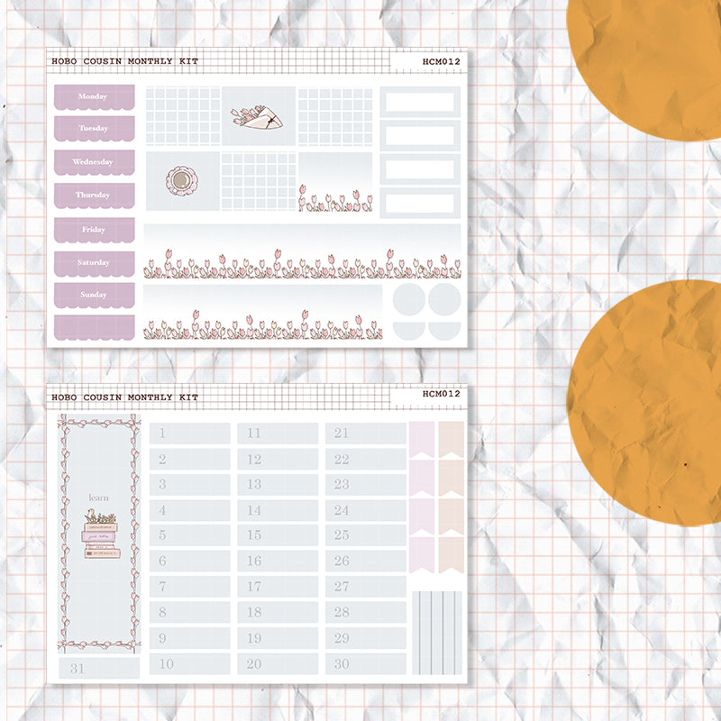 Minimalist | Hobonichi Cousin Monthly Stickers ( set of 2 ) | Hcm012