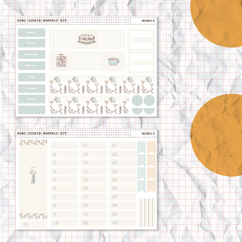 Minimalist | Hobonichi Cousin Monthly Stickers ( set of 2 ) | Hcm013