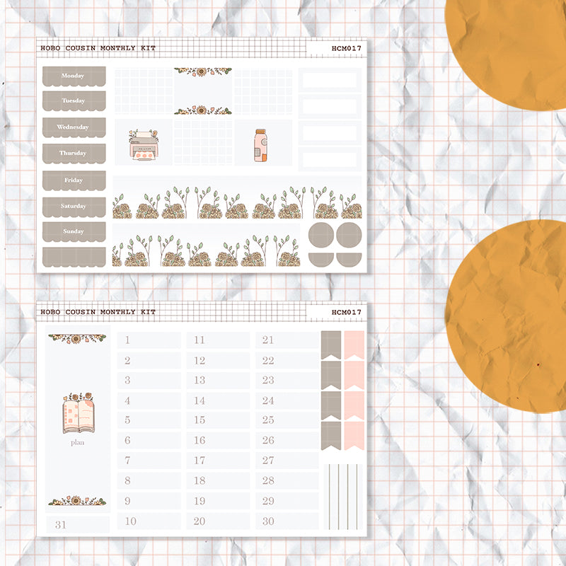Minimalist | Hobonichi Cousin Monthly Stickers ( set of 2 ) | Hcm017