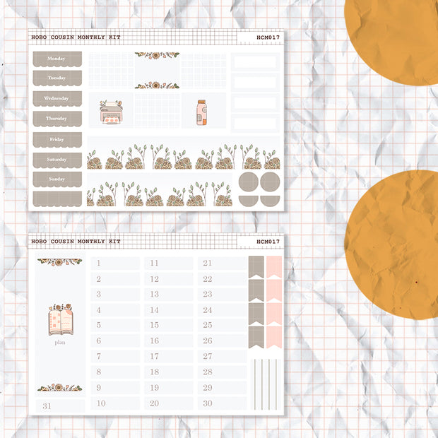 Minimalist | Hobonichi Cousin Monthly Stickers ( set of 2 ) | Hcm017