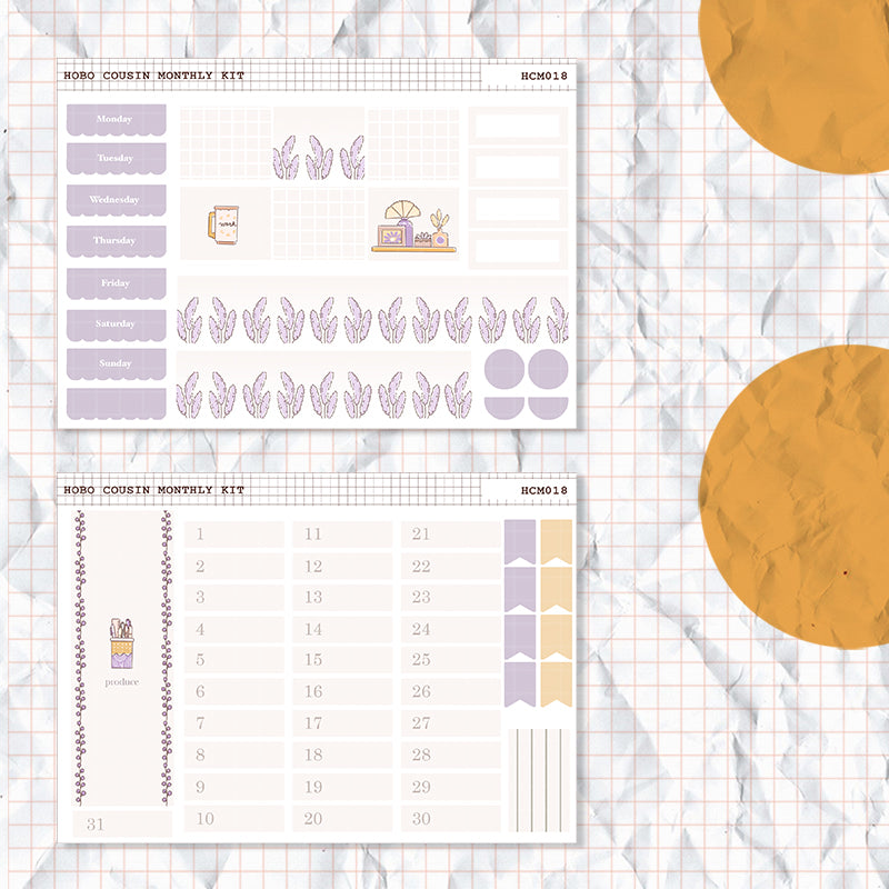 Minimalist | Hobonichi Cousin Monthly Stickers ( set of 2 ) | Hcm018
