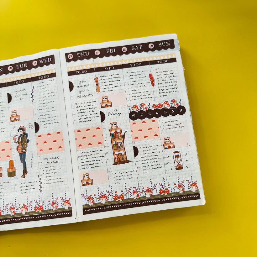 Owl | Birds of Autumn | Hobonichi Cousin Weekly Kit - hcwk023