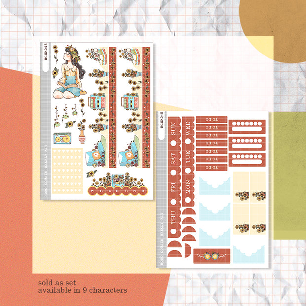 Retro | Pretty Petal | Hobonichi Cousin Weekly Kit - hcwk045