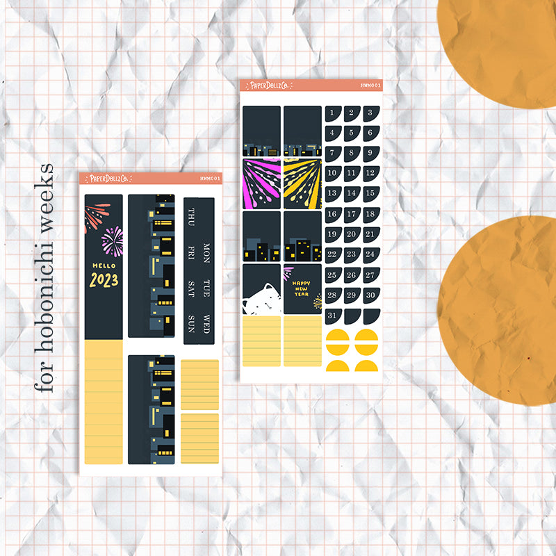 Happy New Year | Hobonichi Monthly Kit Sticker | HCM001 | HWM001