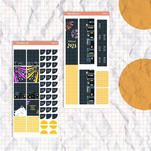 New Year | Hobonichi Weeks Monthly Stickers ( set of 2 ) | hwm001