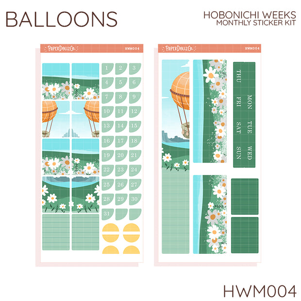 Balloons | Hobonichi Weeks Monthly Stickers ( set of 2 ) - HWM004