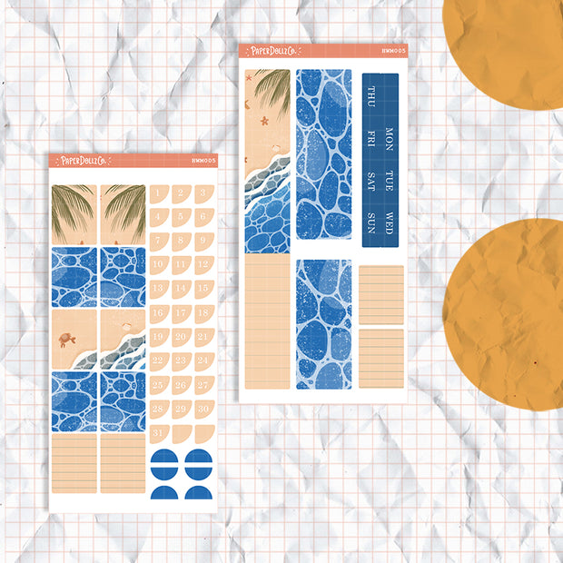 Beach | Hobonichi Weeks Monthly Stickers ( set of 2 ) | hwm005