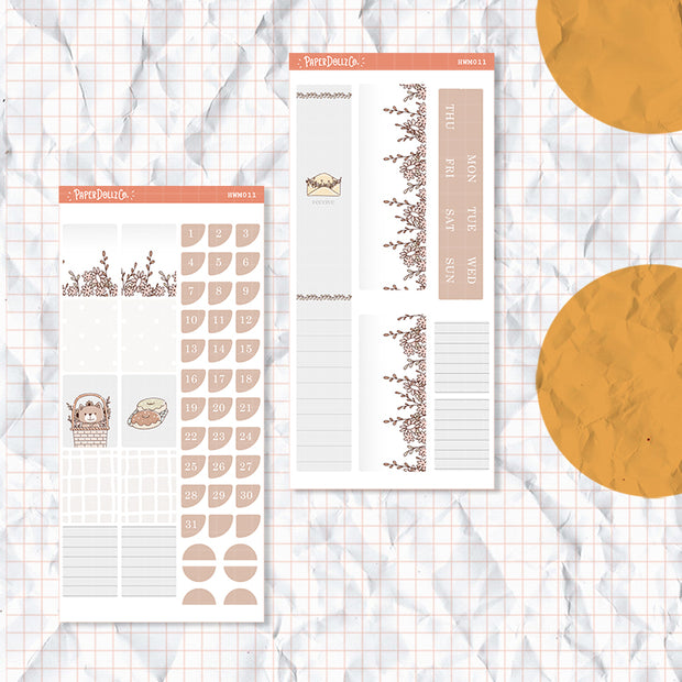 Minimalist Hobonichi Weeks Monthly Stickers ( set of 2 ) -hwm011