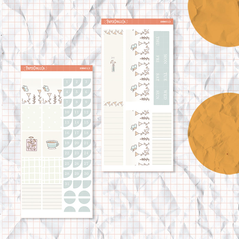 Minimalist Hobonichi Weeks Monthly Stickers ( set of 2 ) -hwm013