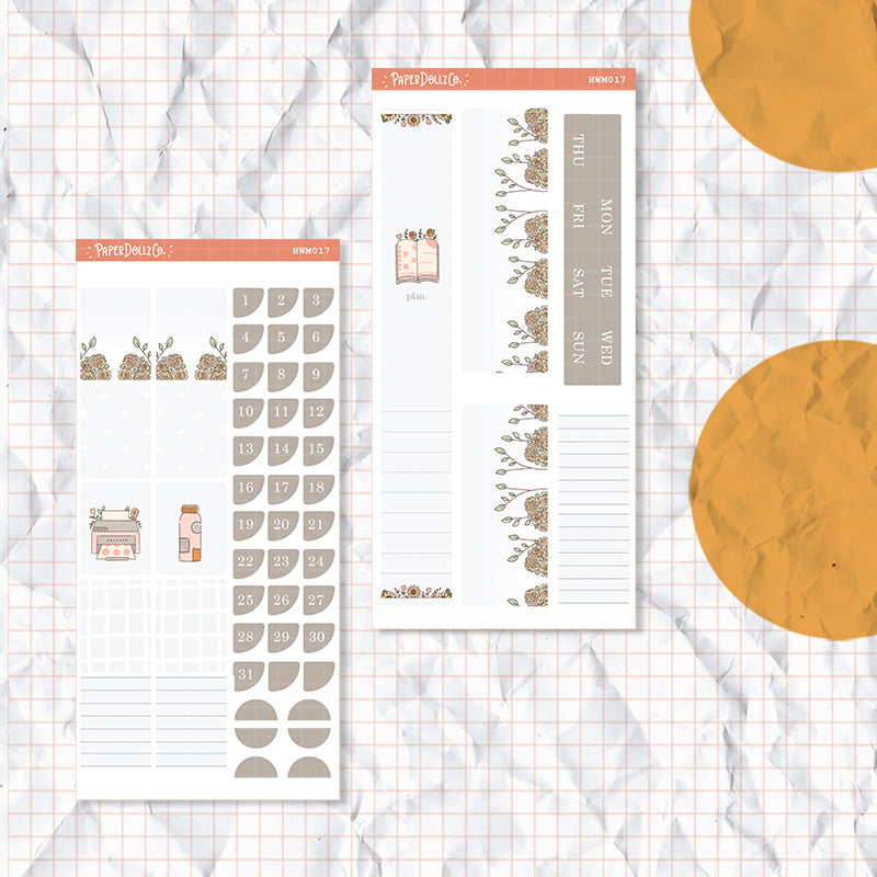 Minimalist Hobonichi Weeks Monthly Stickers ( set of 2 ) -hwm017
